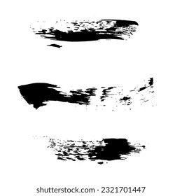 Dry paint stains brush stroke backgrounds set. Dirty artistic vector design elements, boxes, frames for text, labels, logo. Hipster stickers, paintbrush grunge stamp label backgrounds, circle frames.
