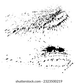 Dry paint stains brush stroke backgrounds set. Dirty artistic vector design elements, boxes, frames for text, labels, logo. Hipster stickers, paintbrush grunge stamp label backgrounds, circle frames.
