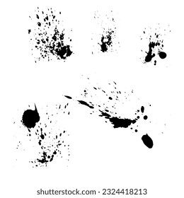 Dry paint stains brush stroke backgrounds set. Dirty artistic vector design elements, boxes, frames for text, labels, logo. Hipster stickers, paintbrush grunge stamp label backgrounds, circle frames.
