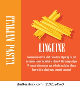 dry pasta linguine pasta banner for italian pasta cuisine . vector illustration