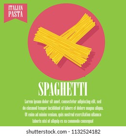 dry pasta spaghetti pasta banner for italian pasta cuisine . vector illustration