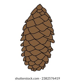 Dry pine cone. Seeds of coniferous trees. Design element for postcards, banners, sticker.