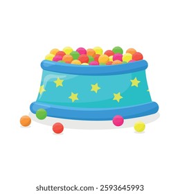 Dry pool icon with balls on white background. Entertainment for children. Leisure concept.