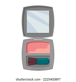 Dry pressed pink facial blush. vector illustration