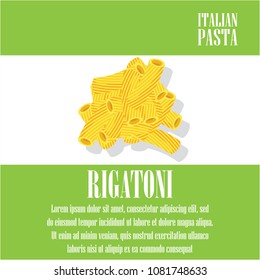 dry rigatoni pasta banner for italian pasta cuisine . vector illustration