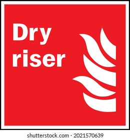 Dry riser sign. Fire safety signs and symbols.