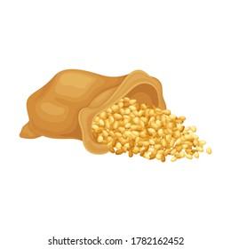 Dry Seeds of Cereals or Grain Crops in Sack Vector Illustration