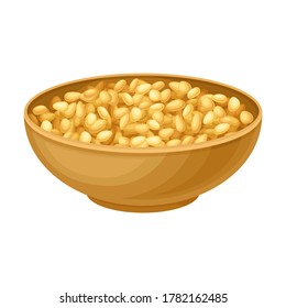 Dry Seeds of Cereals or Grain Crops Poured in Bowl Vector Illustration