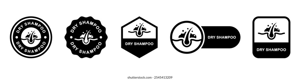 Dry Shampoo - ícones vetoriais para rotulagem de produtos para cuidados com o cabelo.