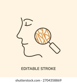Dry skin icon. Line vector, editable stroke. Dehydrated skin symbol