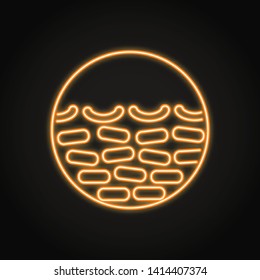 Dry skin icon in neon line style. Skin cells texture closup symbol. Vector illustration.
