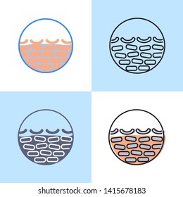 Dry skin icon set in flat and line style. Skin cells texture closup symbol. Vector illustration.