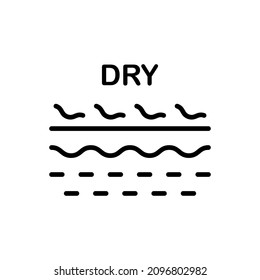 Dry Skin Line Icon. Dehydrated Dermis Problem Linear Pictogram. Crack, Rough, Dry, Flaking Skin Structure Outline Icon. Editable Stroke. Isolated Vector Illustration.