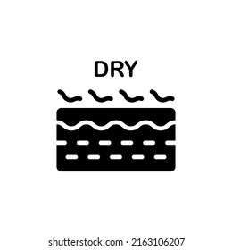 Dry Skin Silhouette Icon. Dehydrated Dermis Problem Black Pictogram. Crack, Rough, Dry, Flaking Skin Structure Icon. Isolated Vector Illustration.