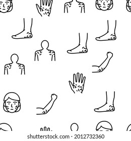 Dry Skin Treatment Vector Seamless Pattern Thin Line Illustration