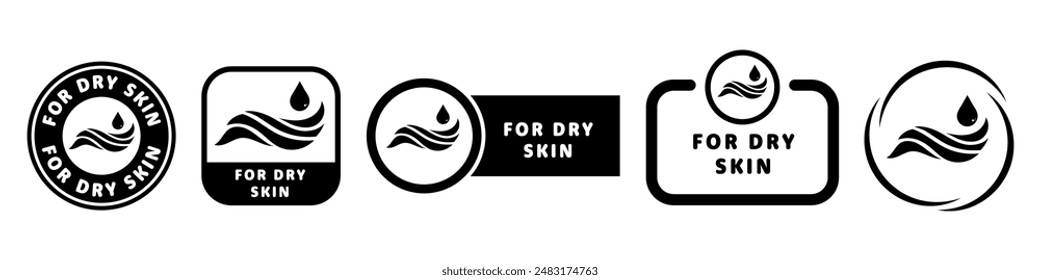 For Dry Skin - vector signs for skin care product label.