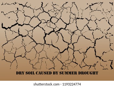 dry soil caused by summer drought with brown gradient background 