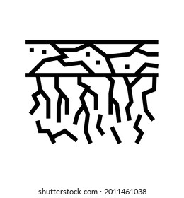 dry soil line icon vector. dry soil sign. isolated contour symbol black illustration