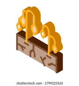 suelo seco para el vector de iconos de las plantas. señalización de suelo seco isométrico para plantas. ilustración de símbolo aislado de color