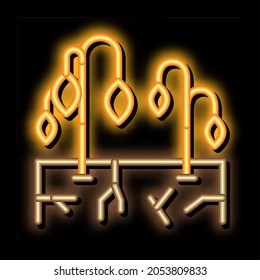dry soil for plants neon light sign vector. Glowing bright icon dry soil for plants sign. transparent symbol illustration