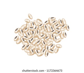 Dry soybeans on white background