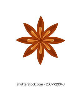 Dry star anise condiment vector cartoon style icon, illustration.