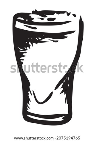 Dry stout tulip pint beer glass. Hand drawn ink style graphics illustration. Oktoberfest, Saint Patrick or craft draft beer event festival poster, banner ir stickers, pub bar restaurant menu.