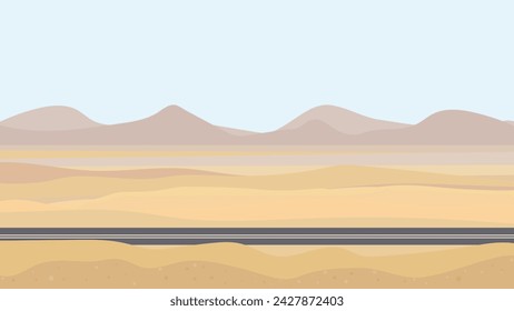 dry sunny steppes landscape flat vector background illustration