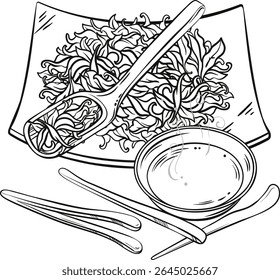 dry tea and tea bowl isolated