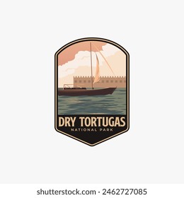 Dry Tortugas National Park logo patch badge illustration, Sea sailing board design