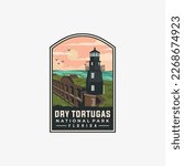 Dry Tortugas national park vector template. Florida landmark illustration in patch emblem style.