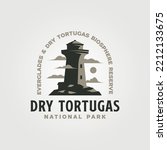 dry tortugas vintage logo vector with lighthouse symbol illustration design