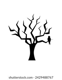 dry tree with bird icon, vector best flat icon.