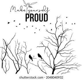 Árbol seco con pájaros - vector. Este vector puede ser usado para calcomanías, imprimir para moda, para libros, para cada cosa que te guste.