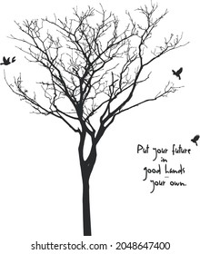 Dry tree with birds - vector. This vector maybe use for decal, print for fashion, for book, for every thing do you like.