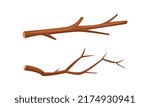 Dry tree branches set. Forestry and lumber industry cartoon vector illustration