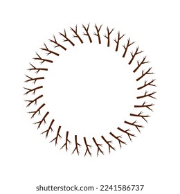 Dry tree dying many branches circle ornament