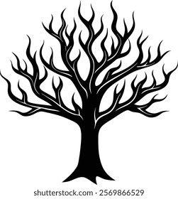 Dry tree flame silhouette isolated on white background. sign vector illustration design