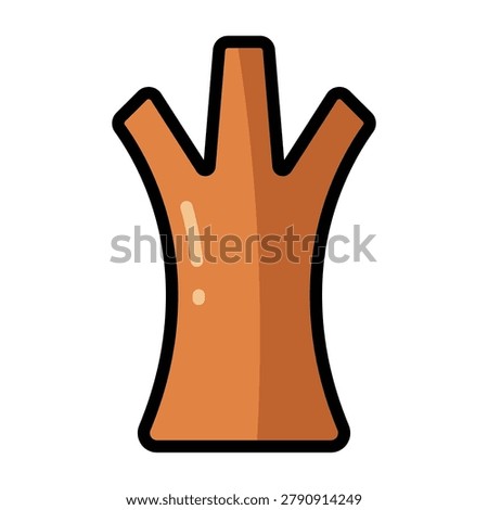 Dry tree flat color outline style symbol featuring a leafless trunk and branches. Suitable for nature, seasonal change, environment, ecology, and landscape themed projects.