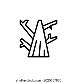 vector de línea de icono de árbol seco