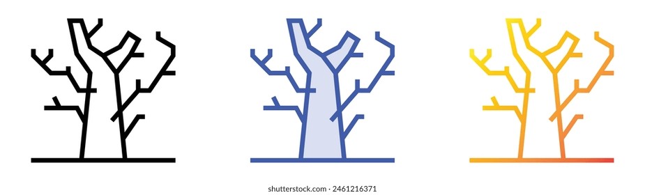 dry tree icon. Linear, Blue Fill and Gradient Style Design Isolated On White Background