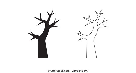 dry tree icon set isolated on white background
