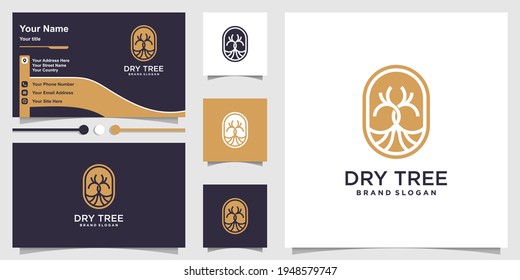 Concepto de logotipo de árbol seco con estilo moderno y diseño de tarjetas de visita Premium Vector