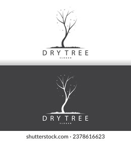 Dry Tree Logo, Dead Tree Plant Design Vector Silhouette Illustration Template