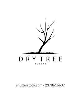 Dry Tree Logo, Dead Tree Plant Design Vector Silhouette Illustration Template