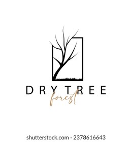 Dry Tree Logo, Dead Tree Plant Design Vector Silhouette Illustration Template