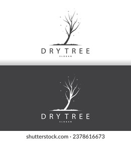 Dry Tree Logo, Dead Tree Plant Design Vector Silhouette Illustration Template