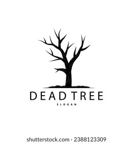 Dry Tree Logo, Dead Tree Plant Design Vector Silhouette Illustration Template