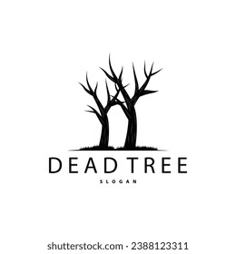 Dry Tree Logo, Dead Tree Plant Design Vector Silhouette Illustration Template