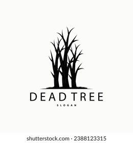 Dry Tree Logo, Dead Tree Plant Design Vector Silhouette Illustration Template